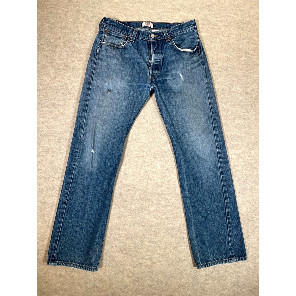 Levi's 501 Original Jeans Men 34x32 Blue Denim Straight Leg Button Fly Authentic